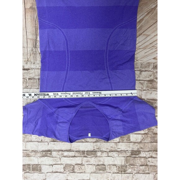 Lululemon Sz 10 Swiftly Tech V Neck Short Sleeve Power Purple Stripe - Picture 3 of 7